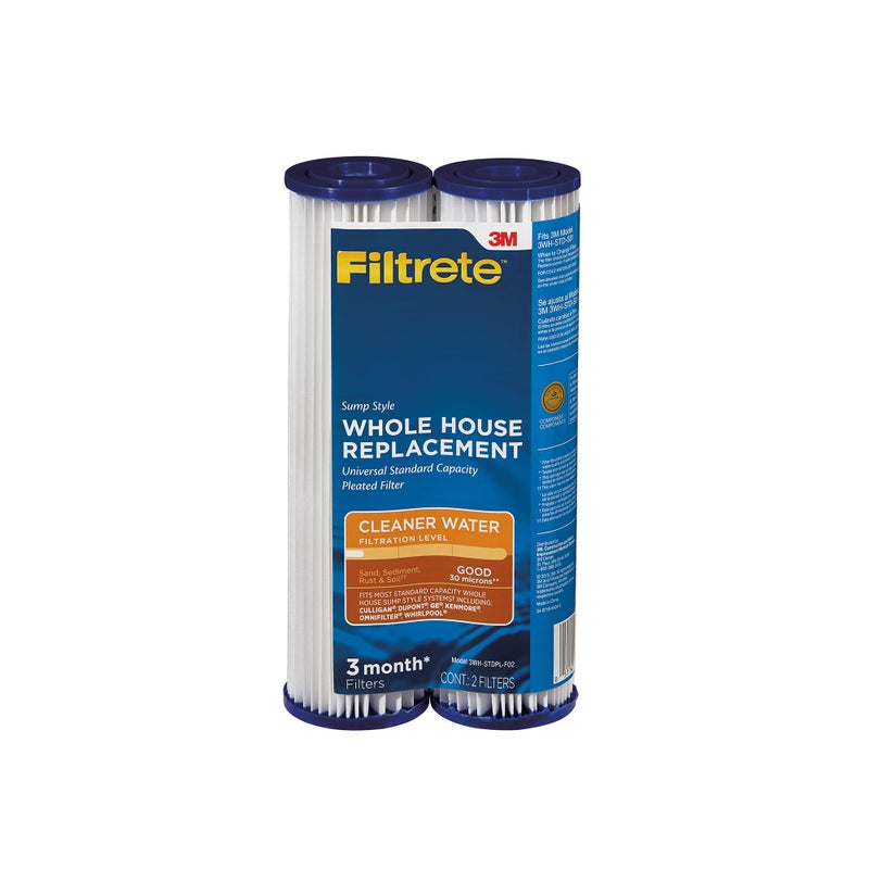 Filtrete Standard Capacity Whole House Pleated Replacement Water Filter 3WH-STDPL-F02, 2 pack, for use with 3WH-STD-S01 System - Image 1